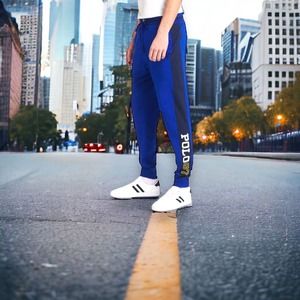 New Polo Ralph Lauren POLO 67 Logo Fleece Jogger Pants Loungewear Blue Small